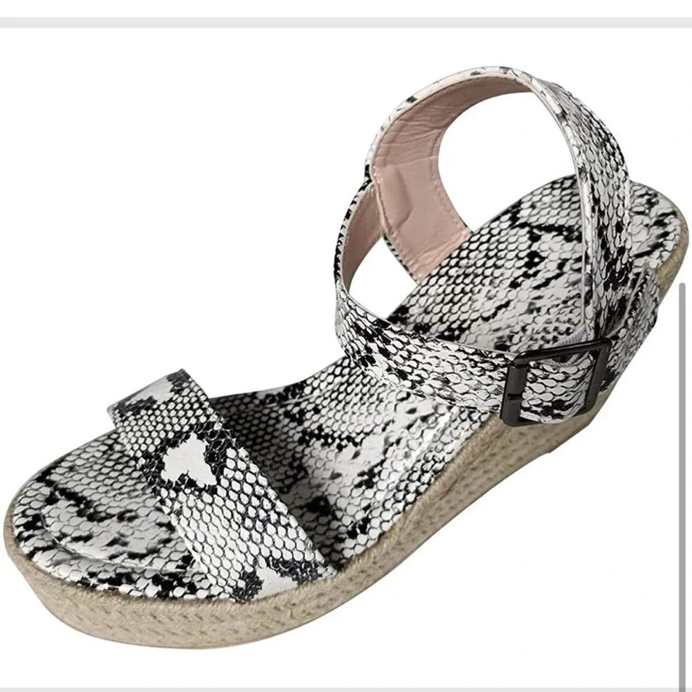 Wedge Sandals for Women Toe Espadrille Adjustable Ankle Buckle Strappy S…